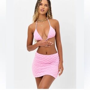 Frankie’s Bikinis Wayward Quilted Pink Mini Skirt